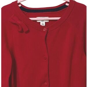 Crown & Ivy Girls Red Sweater Cardigan L Bow Preppy Vibrant Academia Valentine